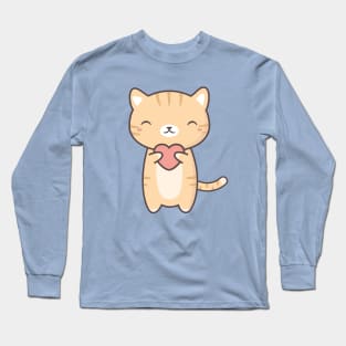 Kitten Cat With A Heart Is Kawaii Long Sleeve T-Shirt